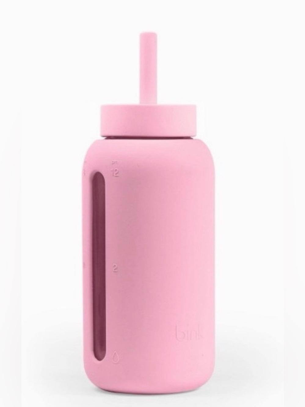 NWT Bink Day Bottle 27 oz Glass Water Bottle – Orchard Pink | Hydration Tracker